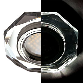 Ecola MR16 LD1652 GU5.3 Glass Стекло с подсветкой 8-угольник с прямыми гранями Хром / Хром 25x90 (кd