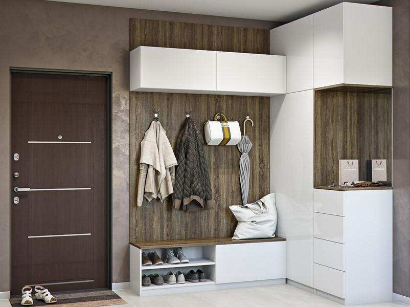 Шкаф в прихожую с полками и зеркалом Шкаф в прихожую с полками и зеркалом