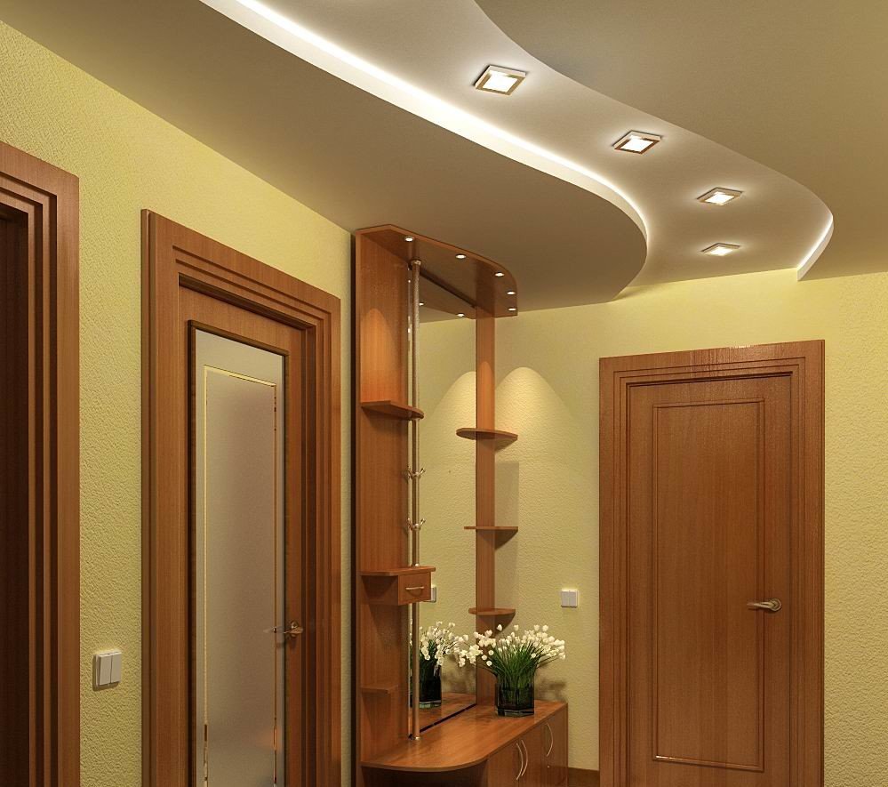 Двухуровневый потолок в коридоре