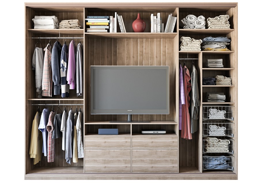 Шкаф-купе с тв-полкой в гостиную