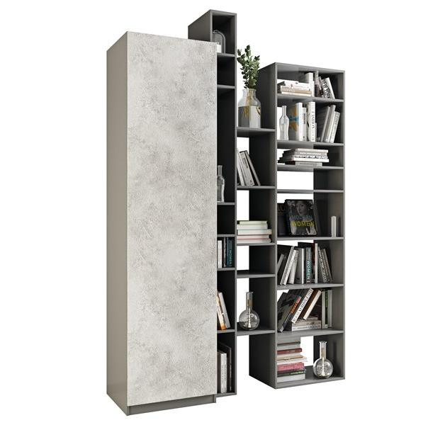 Серый малый стеллаж с открытыми полками Серый малый стеллаж с открытыми полками