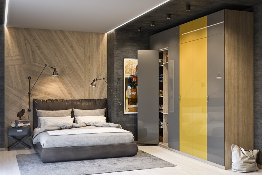 Шкаф со складными дверями во всю стену