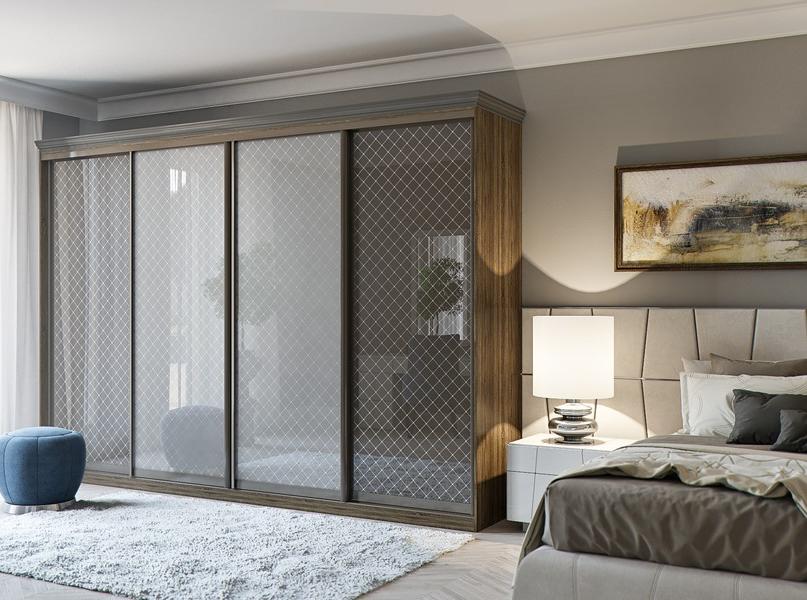 Шкаф-купе со стеклами "Дуб Сонома темный/Трюфель/Кашемир" Шкаф-купе со стеклами "Дуб Сонома темный/Трюфель/Кашемир"