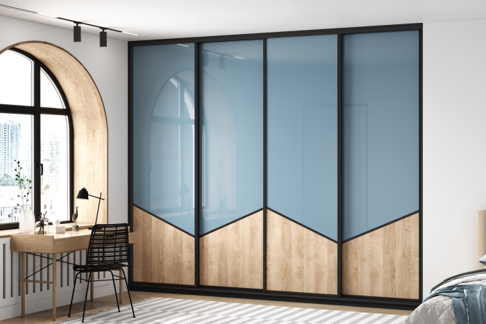 Шкаф-купе серо-голубой