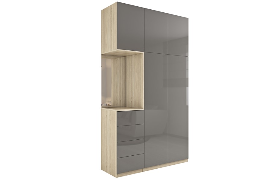 Серый шкаф с зеркалом в прихожую