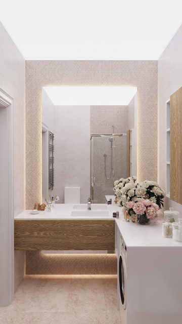 Натяжной светопрозрачный потолок в ванную