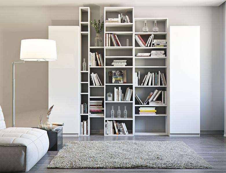 Белый стеллаж с открытыми полками Белый стеллаж с открытыми полками