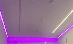 Парящий потолок, световые линии, контурная подсветка