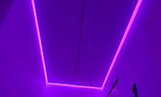 Парящий потолок, световые линии, контурная подсветка