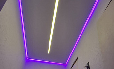 Парящий потолок, световые линии, контурная подсветка